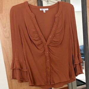 DKNY Terracotta Ruffle Sleeve Blouse